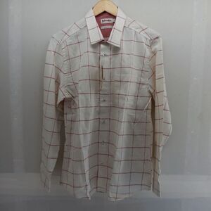 Fabindia NEW! Mens Small Slim Fit White Red Grid Button Down Shirt Casual NWT!
